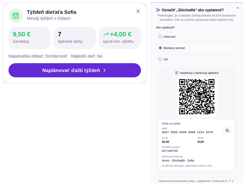 Séria a týždenný prehľad, ktoré dieťa porovnávajú s ním samým.